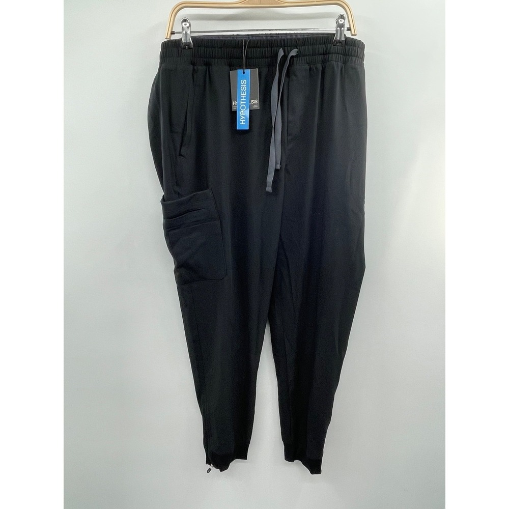 Hypothesis Cargo Scrub Jogger Mens XL Jet Black Stretch‎ Ankle Zip NWT